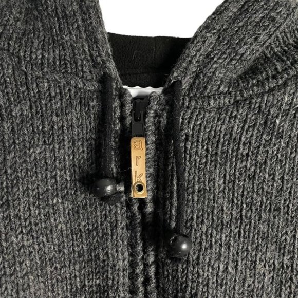 Ark Imports Men's Gray Full Zip 100% Wool Knit Hooded Jacket - Picture 4 of 9